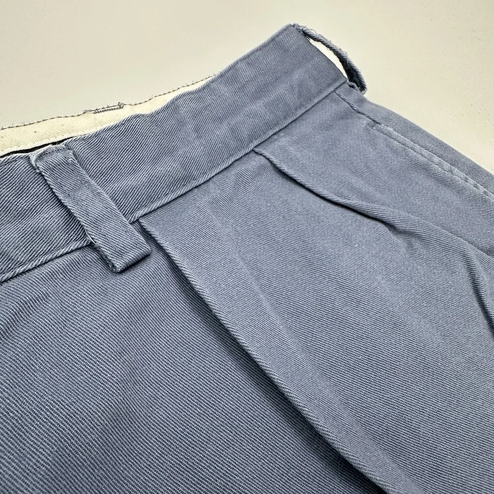 VTG Polo Ralph Lauren Chino Tyler Shorts Mens Fits 35 Y2K Two Pleats Baggy Blue